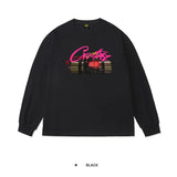 Corteiz patchwork "unicorn arm" print long sleeve american retro casual loose streetwear hip hop t-shirt