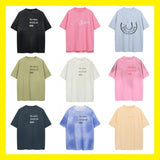 Ac letter print high street washed distressed vintage oversized short sleeve couple t-shirt