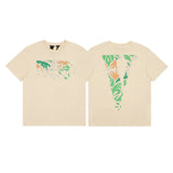 Cross-border supply large v letter lne cherry blossom short half-sleeve sketch embroidery lip print graffiti print short
