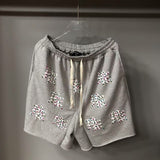 Wholesale american streetwear mixed emotion hotfix rhinestone print short sleeve t-shirt, hoodie, sweatpants, and jacket set