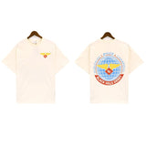 American rhu co-branded marlboro f formula traffic jam coconut tree sunset logo short-sleeved couple t