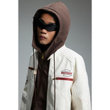 Unisex Baseball Jersey Vintage PU Leather Jacket Loose Stand-Up Jacket