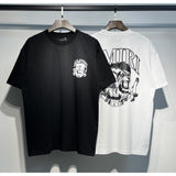 [gram] am flow paint graffiti letter starry sky classic logo print short sleeve couple t-shirt