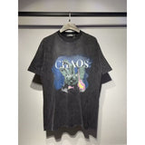 [gram] am peace dove flowing paint graffiti letter starry sky classic logo printing short sleeve couple t-shirt