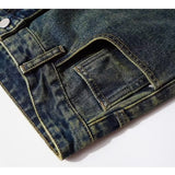 Unisex Jeans Retro Blue Wide Leg Jeans Men's Loose Straight Pants