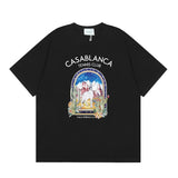 Summer collection: casa casablanca print oversized short-sleeve t-shirt - premium heavyweight cotton