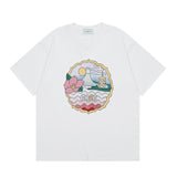 Summer collection: casa casablanca print oversized short-sleeve t-shirt - premium heavyweight cotton