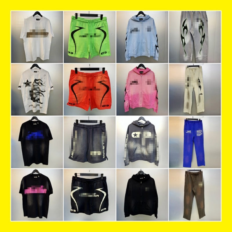 H-star series] fog high street retro women's head washed and distressed couple t-shirt shorts sweatshirt pants