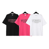 Vtm letter american style no photo printing loose washed distressed short sleeve t-shirt couple outfit