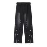 Unisex Jeans Vintage Breasted Design Washed Jeans