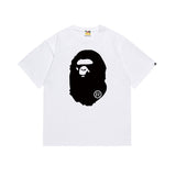 Early spring/summer camo ape head collaboration - little monkey logo print short sleeve couple's trendy tee