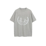 Ac letter print high street washed distressed vintage oversized short sleeve couple t-shirt