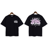 Cross-border wholesale correct version am splash ink flow paint camouflage starry sky graffiti letter short-sleeved high street couple t