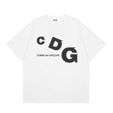 Correct version star kawakubo pla heartembroider short-sleeved pure cotton red heart peach couple t-shirt y