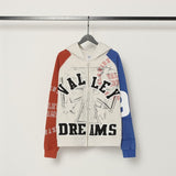 American valley washed distressed printing short-sleeved t-shirt valeforever hoodie sweatshirt long