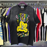 Wholesale american retrosatoshi hot diamond letters ripped washed distressedloose short sleeve t-shirt