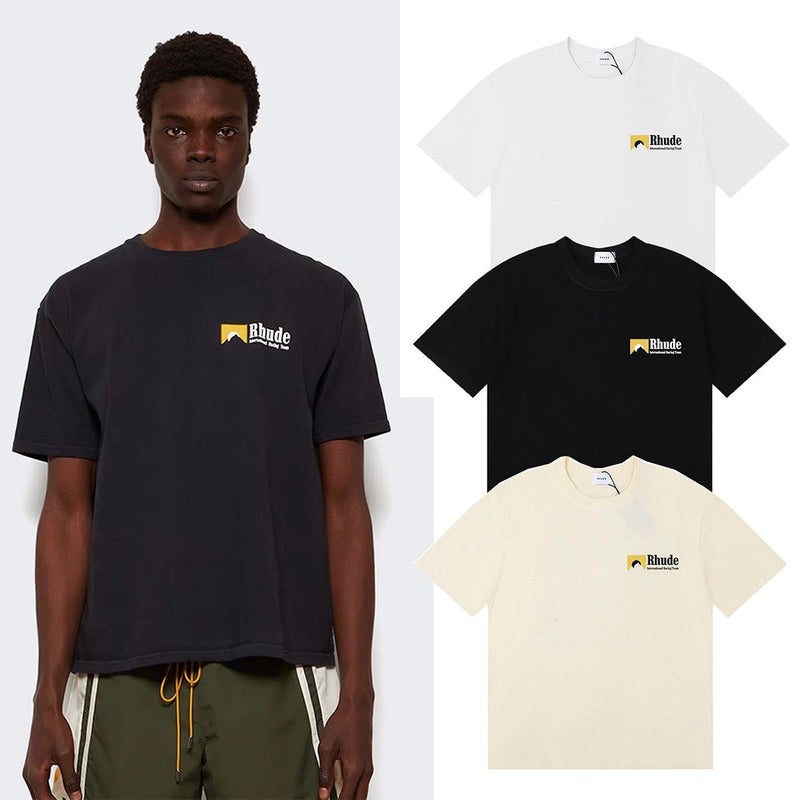 Rhude T Shirts International Racing Team Simple Cotton Short Sleeve Men and Women