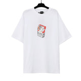Vtm letter american style no photo printing loose washed distressed short sleeve t-shirt couple outfit