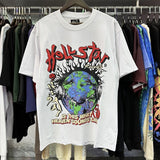 Hs-f summer collection: fog high street washed & distressed heavyweight crew neck graphic tee - couple's style