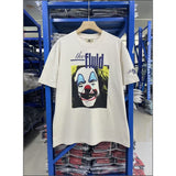 Saint michael co-branded skull letter high street retro washed distressed loose round neck short-sleeved t-shirt