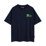 Summer trendy short-sleeve tee with back logo print - couple's fashion