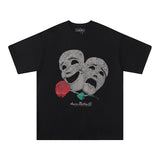 [gram] am flow paint graffiti letter starry sky classic logo print short sleeve couple t-shirt