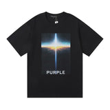 Purple br@nd comfy basics letter logo printing short-sleeved fog american street t-shirt