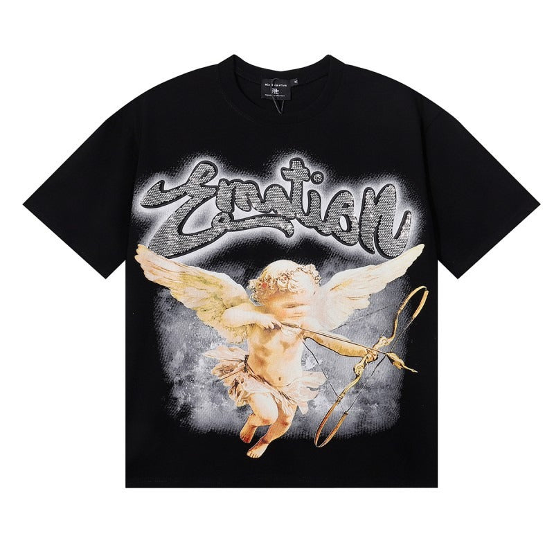 wholesale american trend mixed emotion alien octopus hot diamond angel short-sleeved couple full print