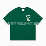 Am short-sleeve macaron color heart embroidery pure cotton loose summer fashion t-shirt crew neck top