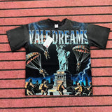 valley washed distressed printed short-sleeved hip-hop loose street t-shirt hooded