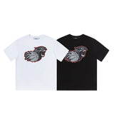 trap gradient letter tiger head short sleeve european and american high street trap star printing t-shirt loose s