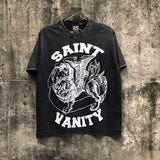 Wholesale american streetwear saint short-sleeve t-shirt vanity washed vintage letter print sweatshirt hoodie
