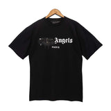 Cross-border pa spray-painted letter short-sleeved palm tree fog high street graffiti logo t