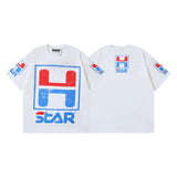 american trend high quality loose t-shirt pure cotton front and rear high-definition printing casualcoupletrendy short sleeves