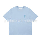 Am short-sleeve macaron color heart embroidery pure cotton loose summer fashion t-shirt crew neck top