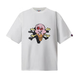 Bbc american high street ice cream flying dog printing short sleeve t-shirt casualshortsloose half lengthjeans summer
