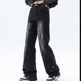 Unisex Jeans Tooling Jeans Washed Loose Straight Casual Pants