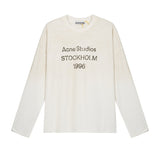 A western washed and distressed old letter printing high street long-sleeved loose couple cross-border t
