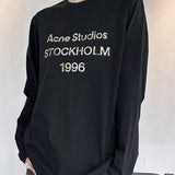 Cross-border insa washed and distressed old letter printing high street long-sleeved loose couple