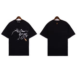 Cross-border pa spray-painted letter short-sleeved palm tree fog high street graffiti logo t