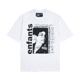 Erd melancholic rich second generation short-sleeved portrait sketch graffiti cross-border new high street loosecasual print