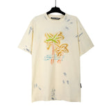 Correct version of pa beheaded bear short sleeves palm tree high street bat sleeves big logo letter on the back