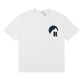 Rhude T Shirts Moonlight Blue Printed Cotton Casual Short Sleeve Men and Women