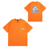 Summer running volume stussy short-sleeved t-shirt dice black eight ice cream comfy basics american couple summer t