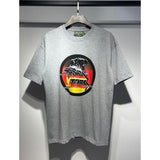 Wholesale american streetwear purple flow paint letter graffiti logo high-quality short-sleeve t-shirt for men and couples