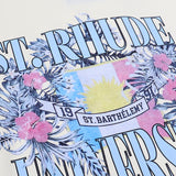 Rhude T Shirts Flag Floral Print Cotton Casual Loose Short Sleeve Men and Women