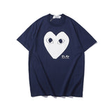 Kawakubo plaloveembroider short-sleeved pure cotton red heart eyes couple t-shirt y star style long sleeves shirt
