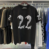 Wholesale amri little angel crane peace bird digital gradient letter logo couple's short set