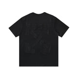 Wholesale off short sleeve ow dissolved arrow gradient starry sky splash ink t-shirt yellow tape warning line love