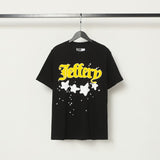 Spder hip-hop singer hotfix rhinestone foil letter print short sleeve t-shirt & rhinestone embellished shorts set (couple's style)